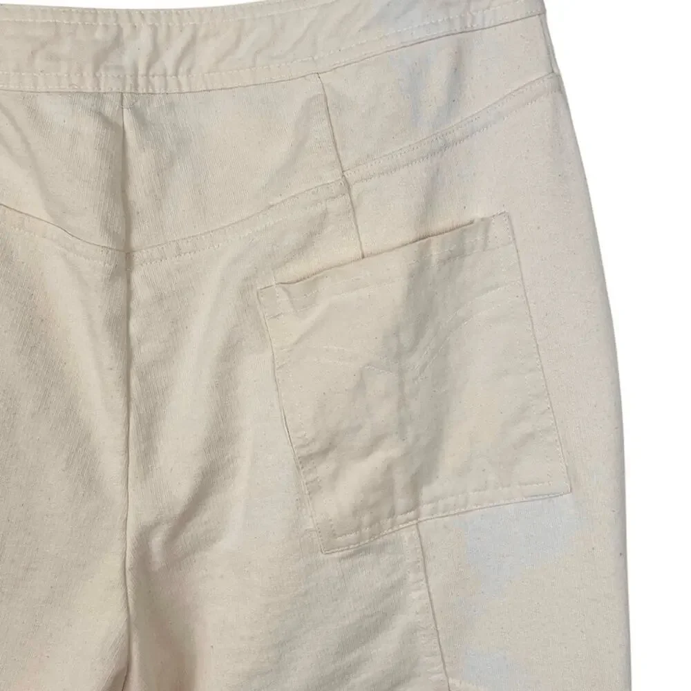 Zara Cream Moto Utility Pants L